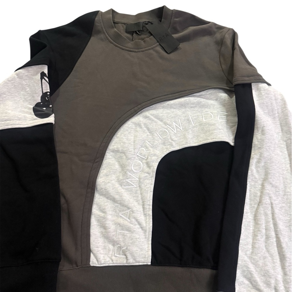RtA Black &Grey Curved Panel Sweatshirt Charles